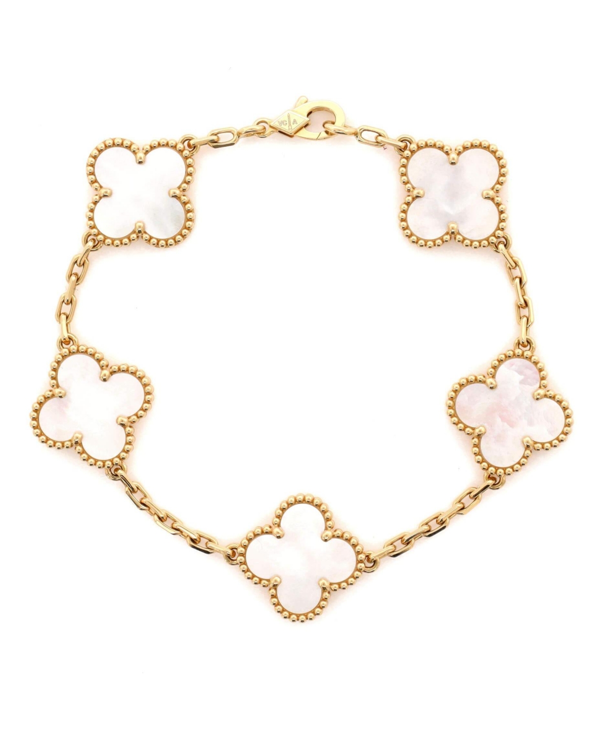 Vintage Alhambra 5 Motifs Bracelet 18K Gold and Mother of Pearl - 18k gold