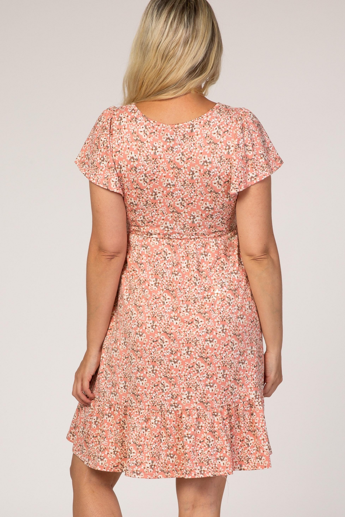 Pinkblush Maternity Pink Floral Ruffle Accent Dress