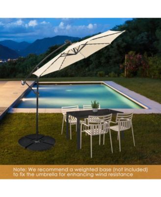 10 Feet Solar Offset Hanging Umbrella with 40 Lamp Beads and Solar Panel