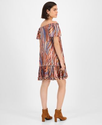Women's Printed Off-The-Shoulder Dress