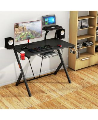 Multifunctional E-Sport Gaming Desk with Headset Hook and Cup Holder