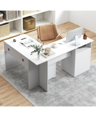 L-Shaped Computer Desk with Letter File Drawer