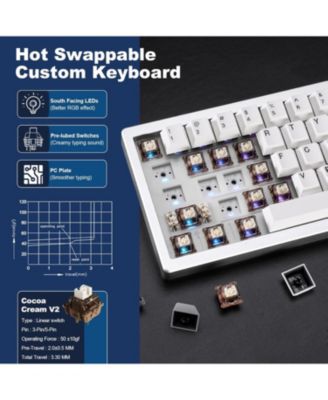 AL68 Wireless Mechanical Keyboard,Full Aluminum CNC,60% Layout with Knob, QMK/VIA Software,Gasket Mounted,Hot Swappable,RGB Backlit,BT/2.4G/USB-C for Mac/Win(Cocoa Cream V2 Linear)