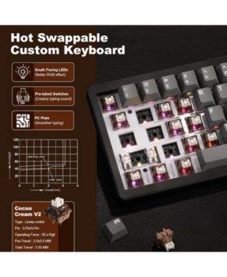 AL68 Wireless Mechanical Keyboard,Full Aluminum CNC,60% Layout with Knob, QMK/VIA Software,Gasket Mounted,Hot Swappable,RGB Backlit,BT/2.4G/USB-C for Mac/Win(Cocoa Cream V2 Linear)