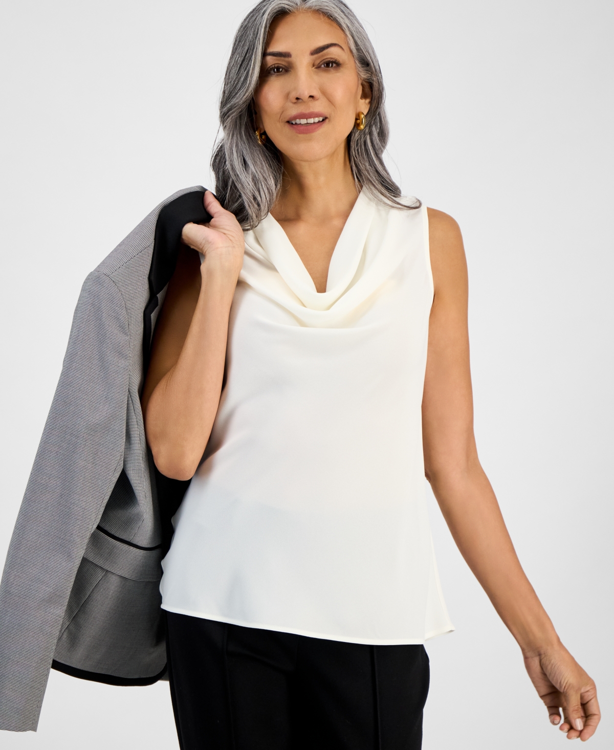 Women's Cowlneck Sleeveless Blouse - Vanilla Ice