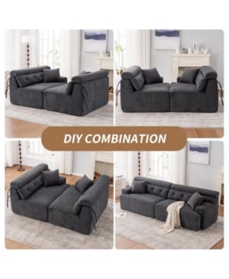 Streamdale Gray 4-Seater Compression Sofa with Pillows