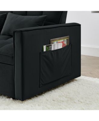 Streamdale 54.33inch versatile foldable sofa bed in 3 lengths, modern sofa velvet pull-out bed, adjustable back