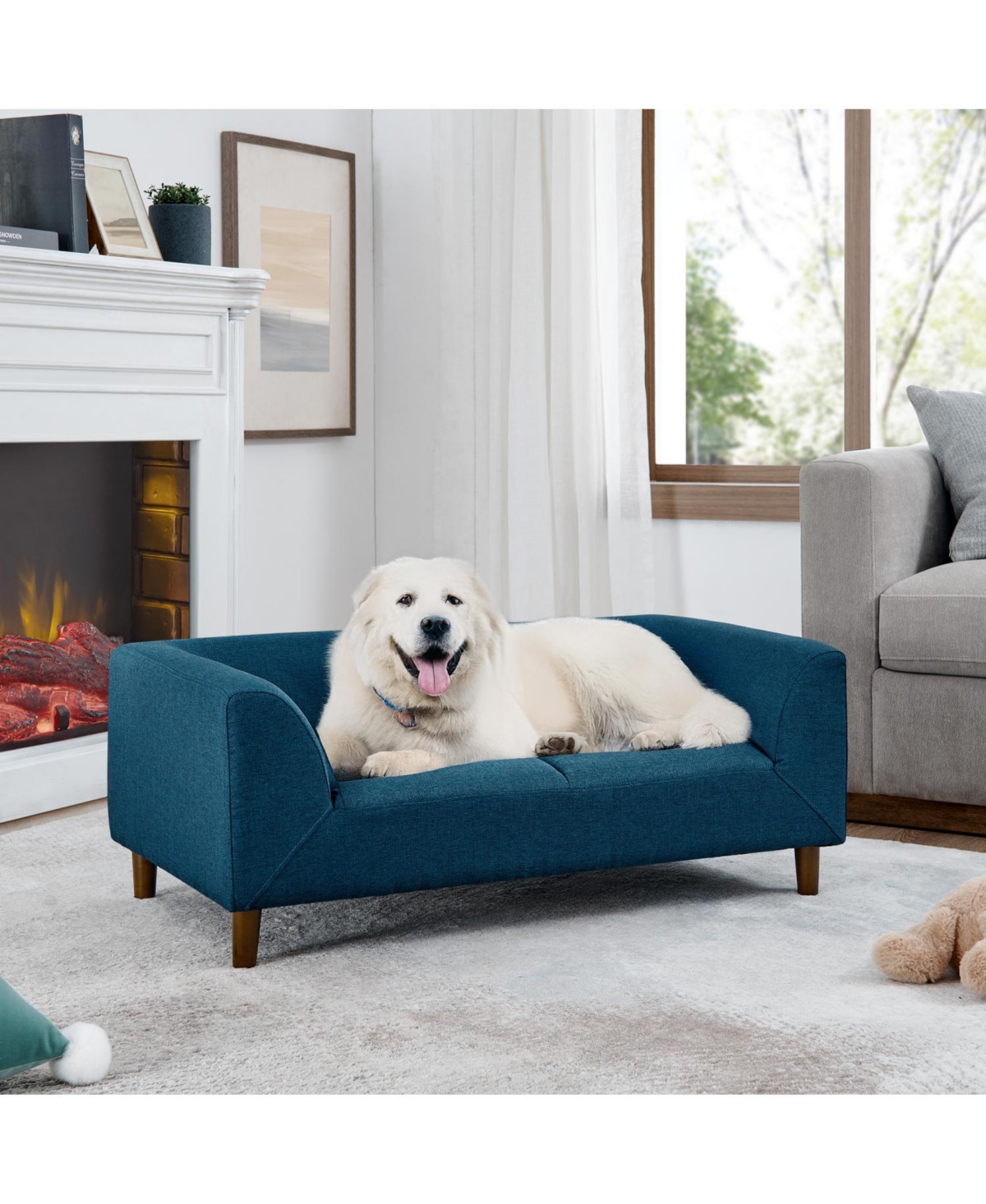 Streamdale Furniture Modern Dog Sofa with Backrest for Medium/Large Dogs - Blue