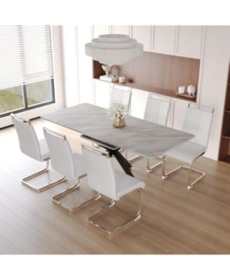 Streamdale Extendable Dining Table Set for 6-8 with Upholstered Chairs