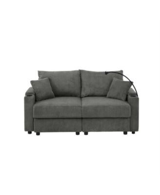 Streamdale Modern Loveseat with Storage, Cup Holders, & Charging Ports