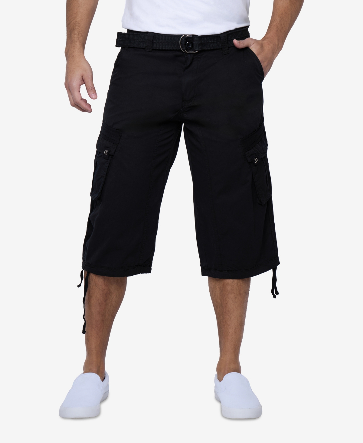 Men's Belted Capri Cargo Shorts - Olive Camo