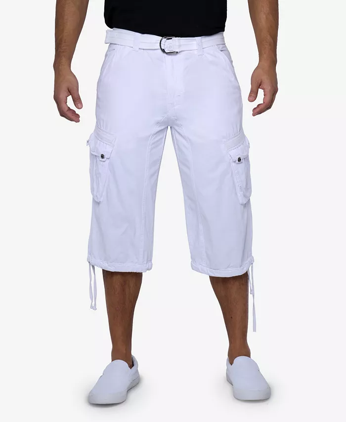 Men's Belted Below Knee Long Cargo Shorts