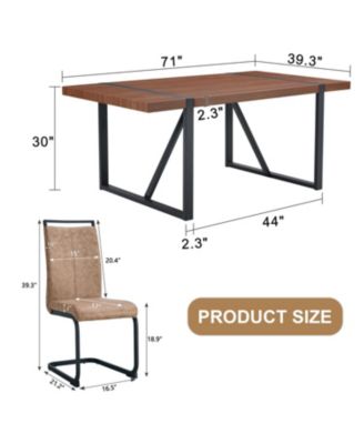 Industrial Walnut Table with 8 Brown Tech Fabric Chairs