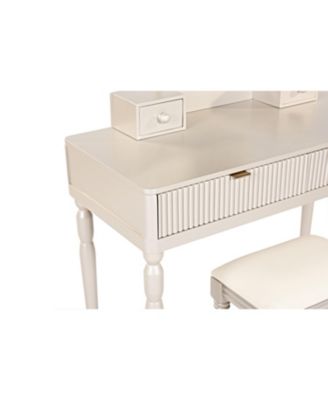 Vanity Desk Set with Mirror & Stool