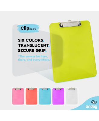 Plastic Clipboard Standard Size Pink, Translucent Low Profile Clip Board, Hangable Clipboard, 12.7” x 9”, Holds 100 Sheets, 1 Pc - by Enday