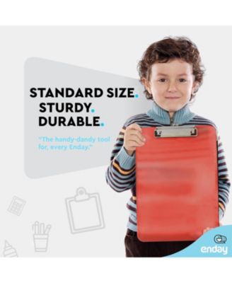 Plastic Clipboard Standard Size Pink, Translucent Low Profile Clip Board, Hangable Clipboard, 12.7” x 9”, Holds 100 Sheets, 1 Pc - by Enday