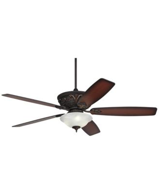 60" Montego Industrial Rustic Indoor Ceiling Fan LED Light Oil Rubbed Bronze Teak Alabaster Glass Living Kitchen Home
