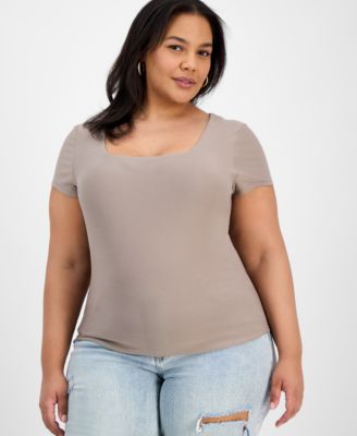 7th & Hudson - Trendy Plus Size Square-Neck Short-Sleeve Top