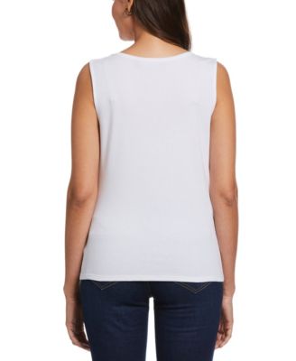 Petite Rib Sleeveless Tank Crew Neck Top