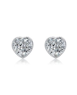 Heart Bezel Set Clear Cubic Zirconia Stud Earrings