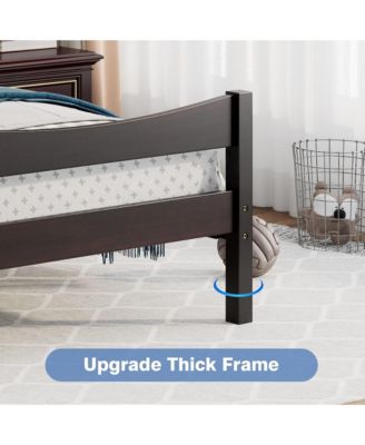 Twin Size Platform Bed Frame Foundation w/Headboard &Wood Slat Support Espresso