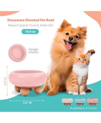 Elevated Bubble Shaped Stoneware Elevated Pet Bowl, Raised Ceramic Food & Water Dish for Dogs and Cats