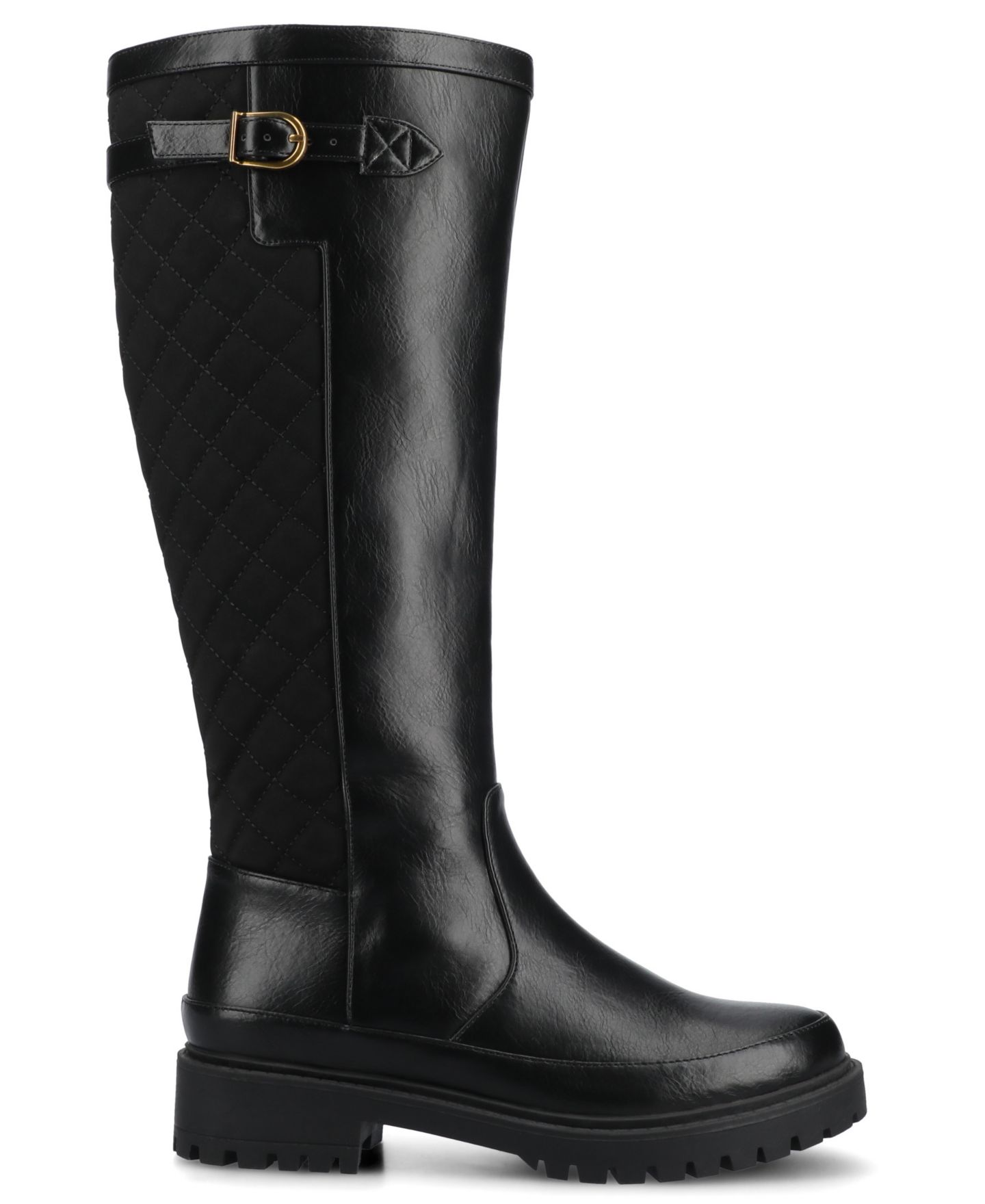 Женские ботинки Journee Collection Zemmie Lug Sole Knee High Boots, Regular & Wide Calf, цвет: Чёрный — фото 2