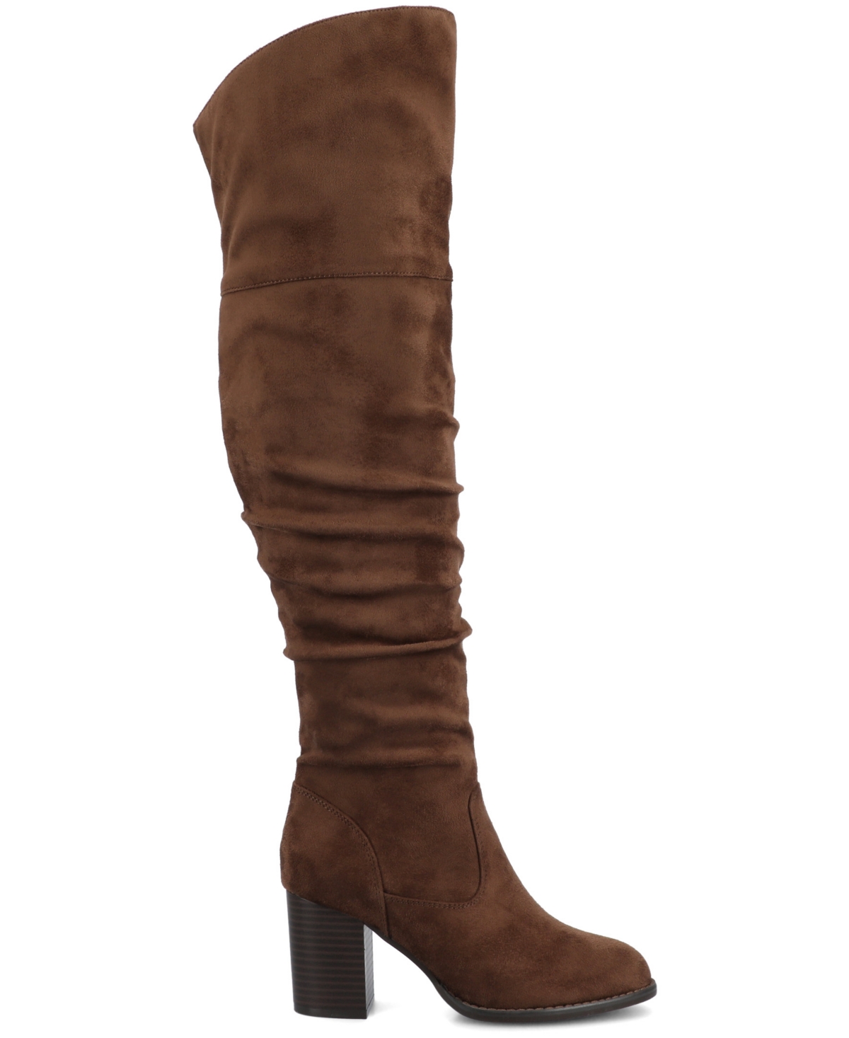 Journee Collection Women's Kaison Wide Calf Stacked Heel Over The Knee Boots In Brown