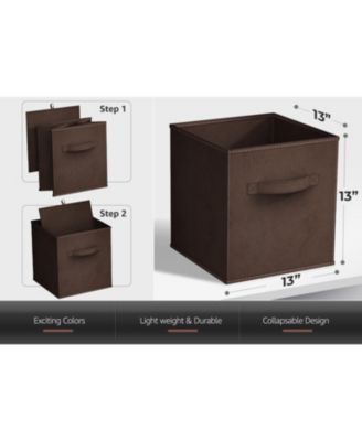 13 Inch Foldable Fabric Storage Cube Bin with Handles- for Organizing Home, Shelves, Nursery, Playroom, Closet and More