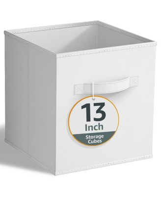 13 Inch Foldable Fabric Storage Cube Bin with Handles- for Organizing Home, Shelves, Nursery, Playroom, Closet and More