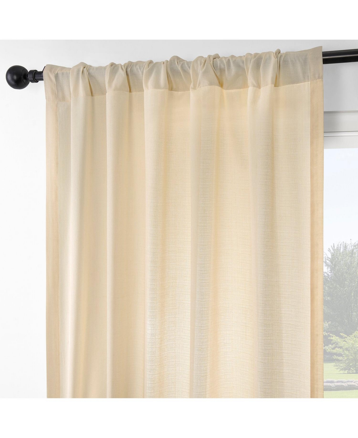 Half Price Drapes Tan Rustic Weave Sheer Linen Curtains (2 Panels) Rod Pocket Window Curtains And Drapes, 50 W X 96 L