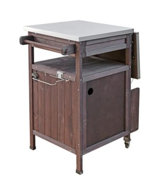 Outdoor Grill Cart with Stainless Steel Top & Storage