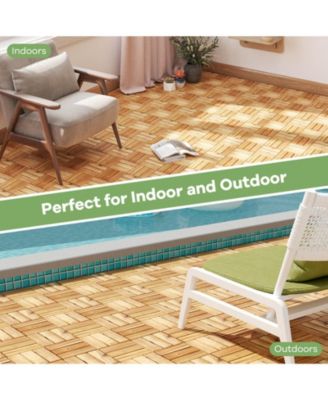 30 PCS Interlocking Flooring Tiles Floor Decking for Patio Acacia Wood Outdoor