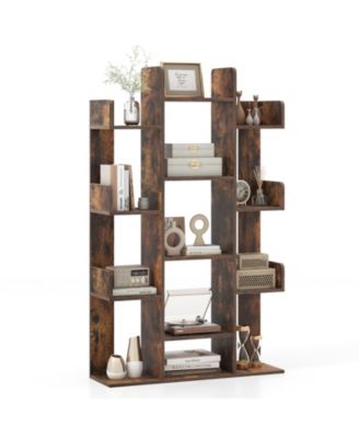 Tree-Shaped Bookshelf with 13 Compartments for Home Office
