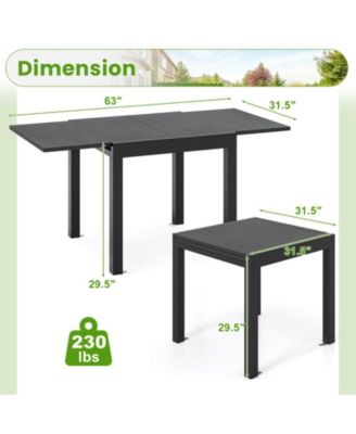 31.5 inches-63 inches Adjustable Patio Expandable Dining Table for 4-6 Person