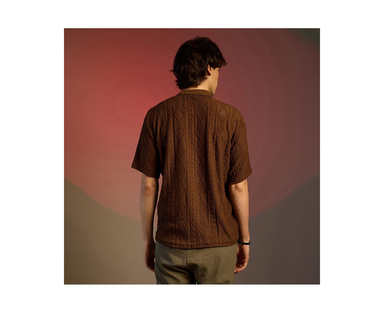 Men's Chocolate Brown Argyle Oversized T-Shirt