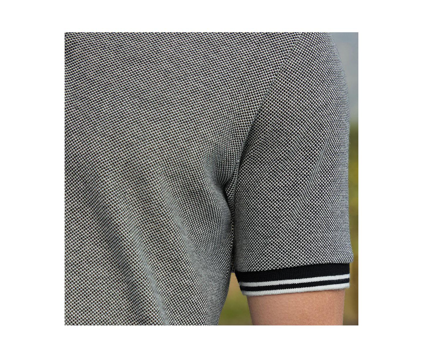 Мужские футболки Cahoot Campus Sutra Onyx Black Duo-Hue Knit Polo, цвет: Чёрный — фото 7