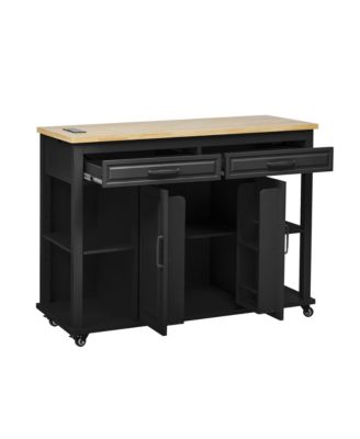 Kitchen Island with Extendable Table & Storage