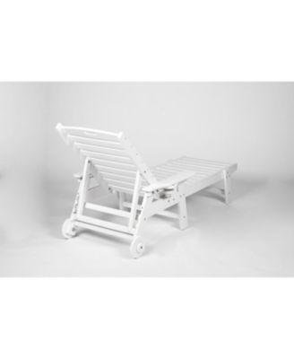 Outdoor Chaise Lounge Chair with Wheels & Cup Holder