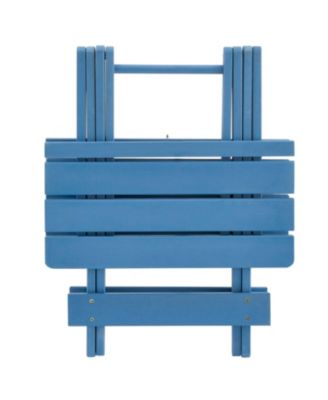 Folding Square Patio Table - Solid Wood, Blue