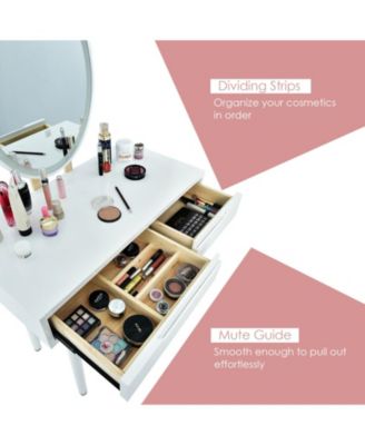 Touch Screen Vanity Makeup Table Stool Set with Lighted Mirror