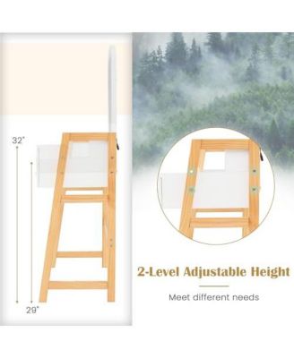 2-Pc. Wood Adjustable Height Vanity Desk Set with 3-Color LED Lighted Mirror and Drawers