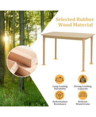 48 Inch Solid Wood Dining Table with Rubber Wood Supporting Legs for Kitchen Dining Room 