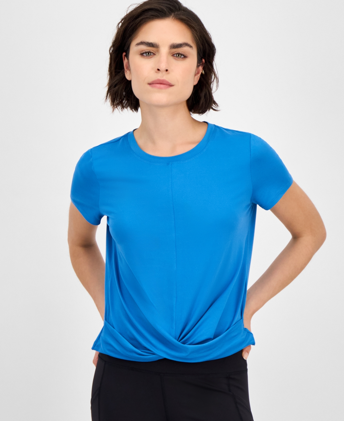 Id Ideology Women's Twist-front Performance T-shirt, Created For Macy's
