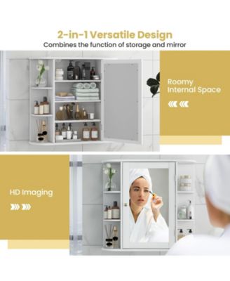 Wall-Mounted Bathroom Mirror Cabinet with Storage Shelves