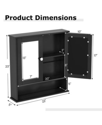 Double Door Wall-Mounted Bathroom Mirror Cabinet with Storage Shelf