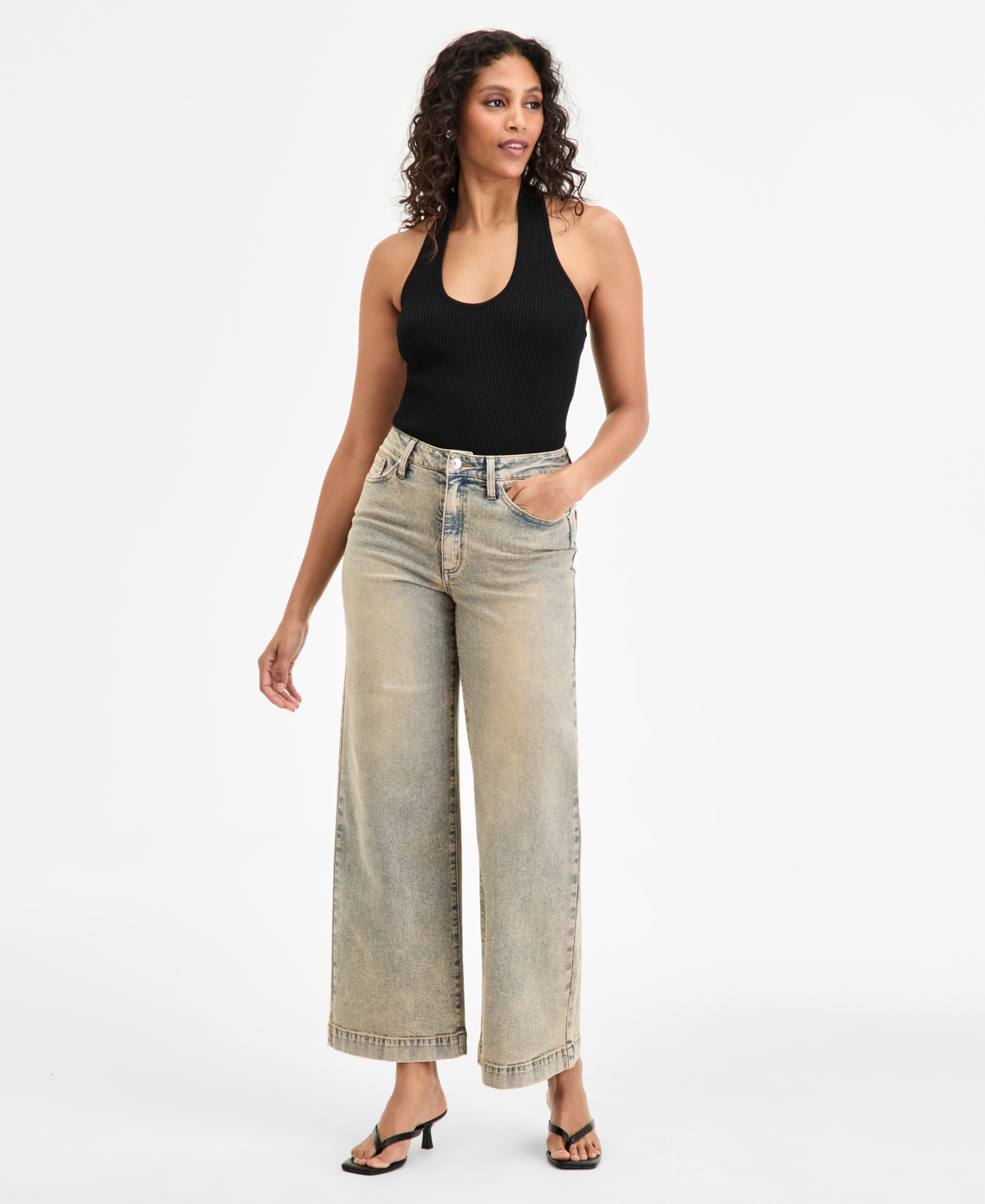 Women's Tinted Wash High-Rise Wide-Leg Jeans, Exclusively at Macy's - Washed