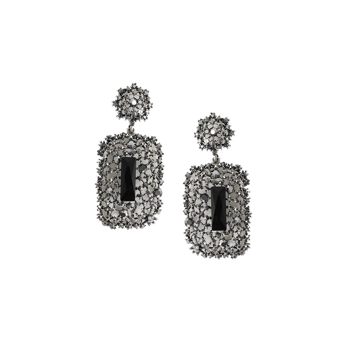 Sohi Stone Intricate Cluster Geometric Drop Earrings
