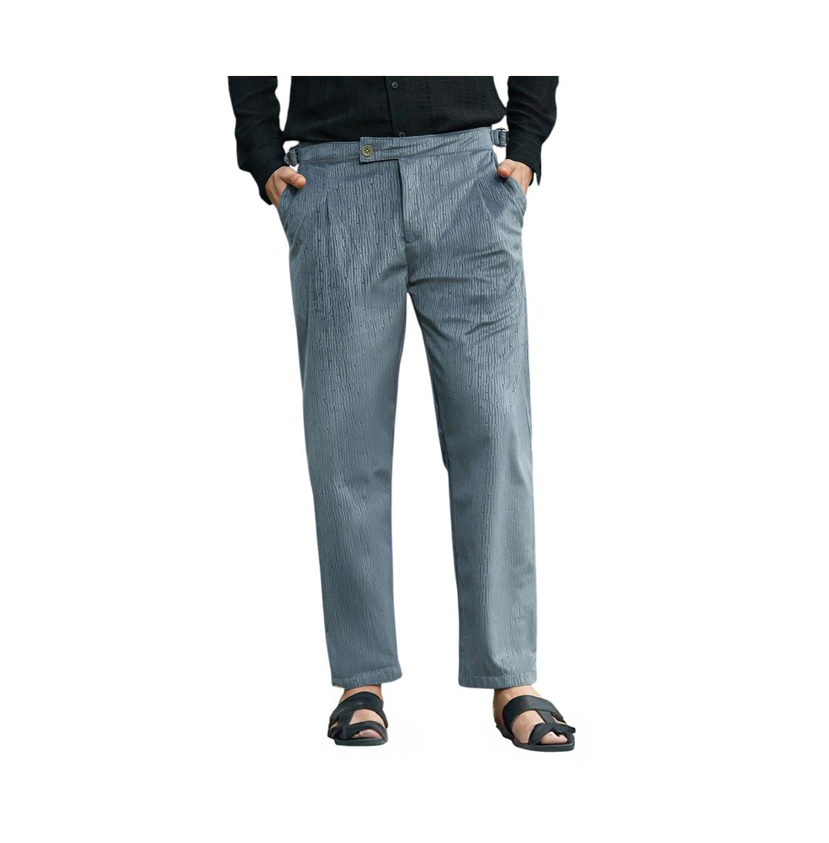 Men's Moon Grey Veined Tailored Trousers - Grey