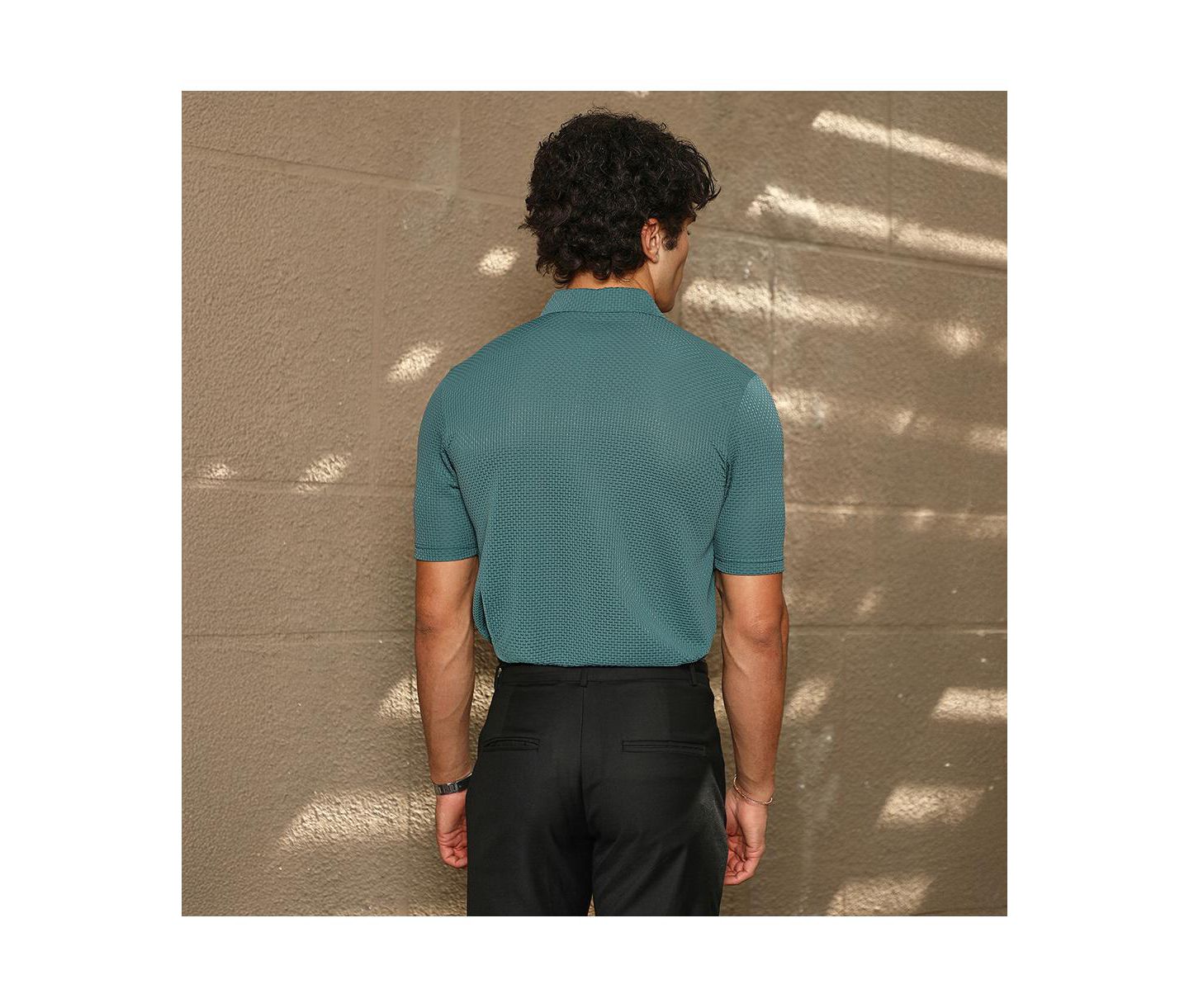 Мужская футболка Cahoot Campus Sutra Emerald Green Warp-Tactile Polo, цвет: Зелёный — фото 5